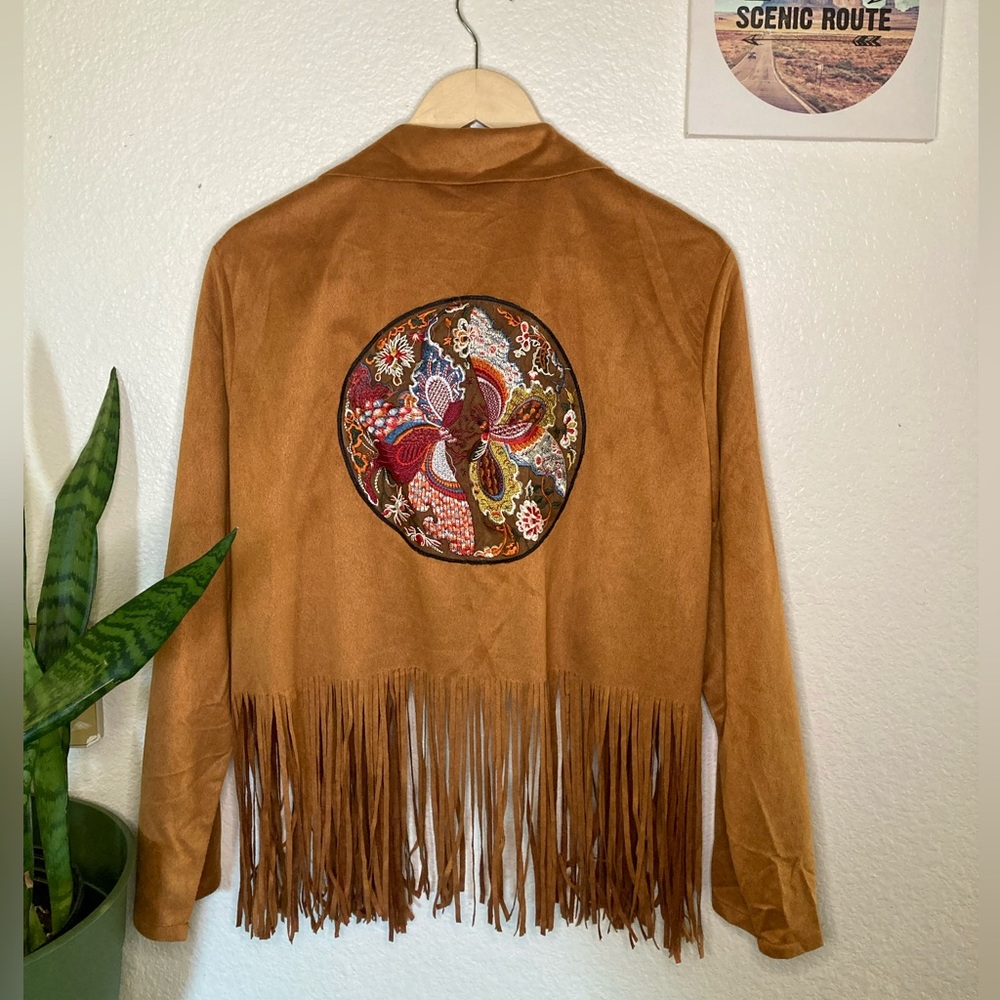 Shein cropped fringe jacket